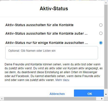 Facebook Chat Aktiv-Status ändern